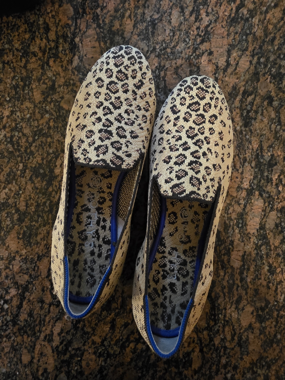 Rothy's Leopard-Print Slip-On Flats in Beige and Black